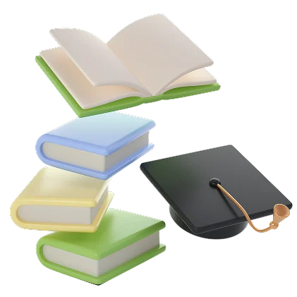 vliegende boeken en afgestudeerde van een universiteit of hogeschool met een zwarte pet